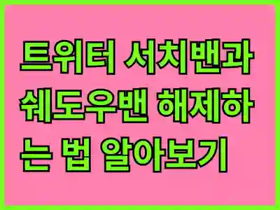 트위터 서치밴과 쉐도우밴 해제하는 법 알아보기