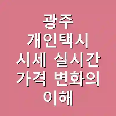 광주 개인택시 시세 실시간 가격 변화의 이해