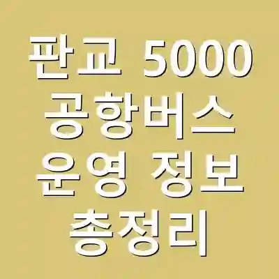 판교 5000 공항버스 운영 정보 총정리