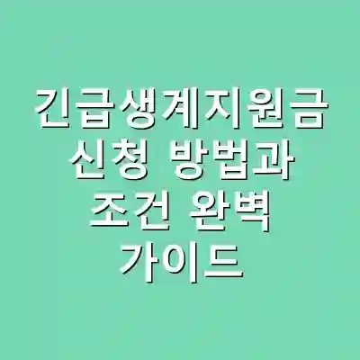 긴급생계지원금 신청 방법과 조건 완벽 가이드